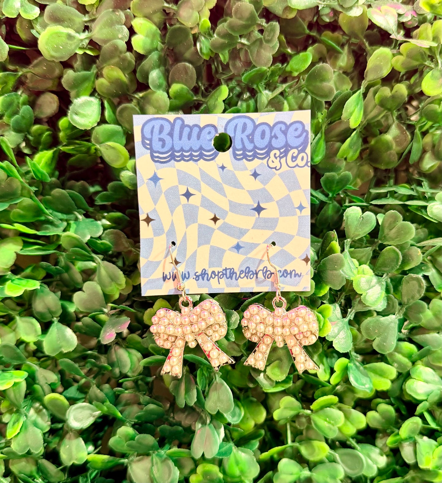 Pearl Bow Drop Earrings