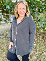 Holly Ribbed Cardigan In Charcoal