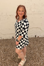 Maci Oversized Checkered V-Neck Top