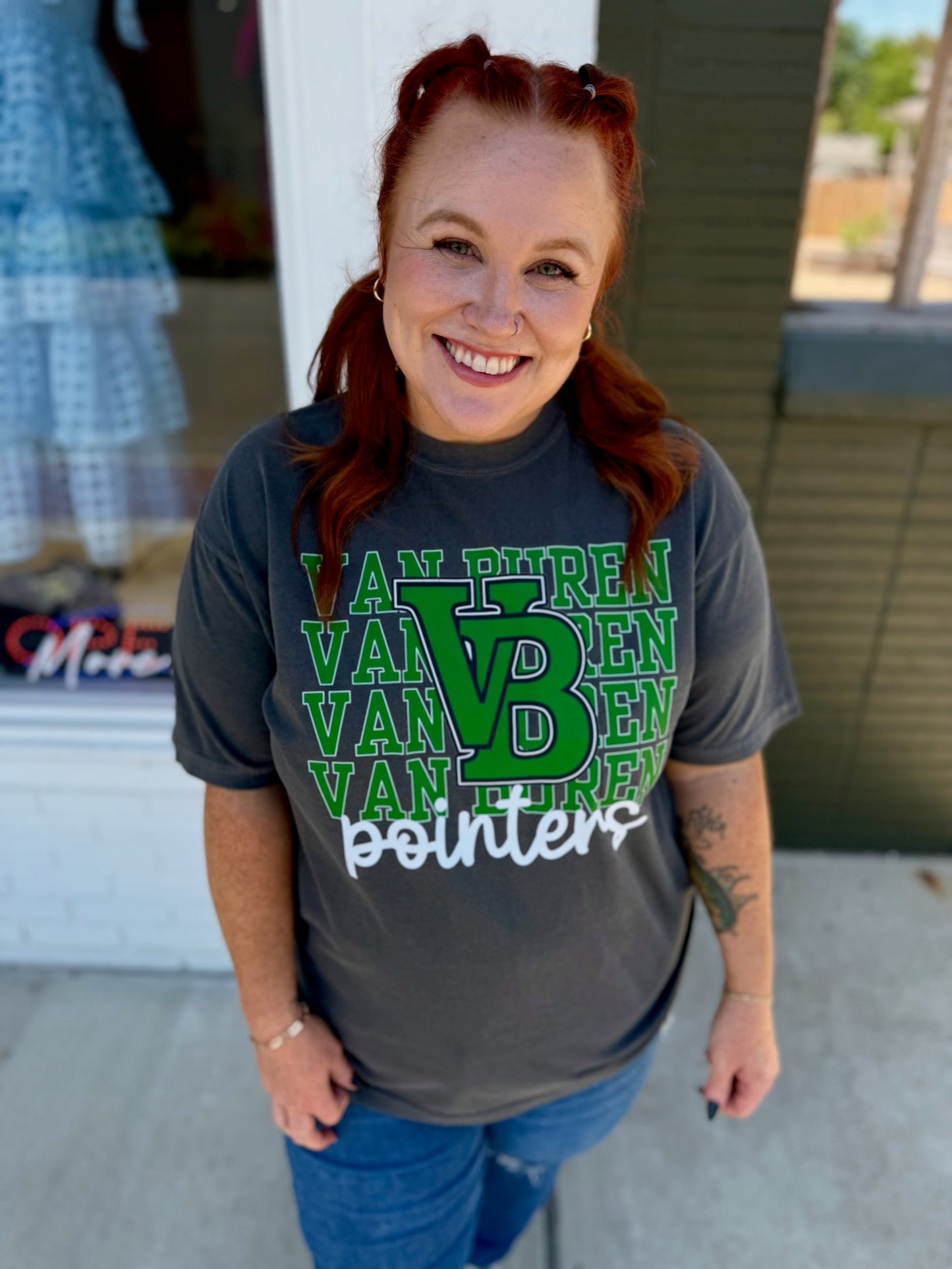 School Spirit Stacked on Comfort Colors (Customizable)