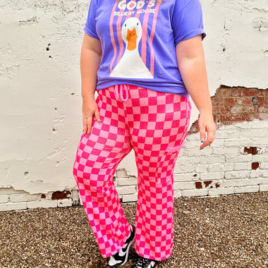 Lila Check Open Leg Pants
