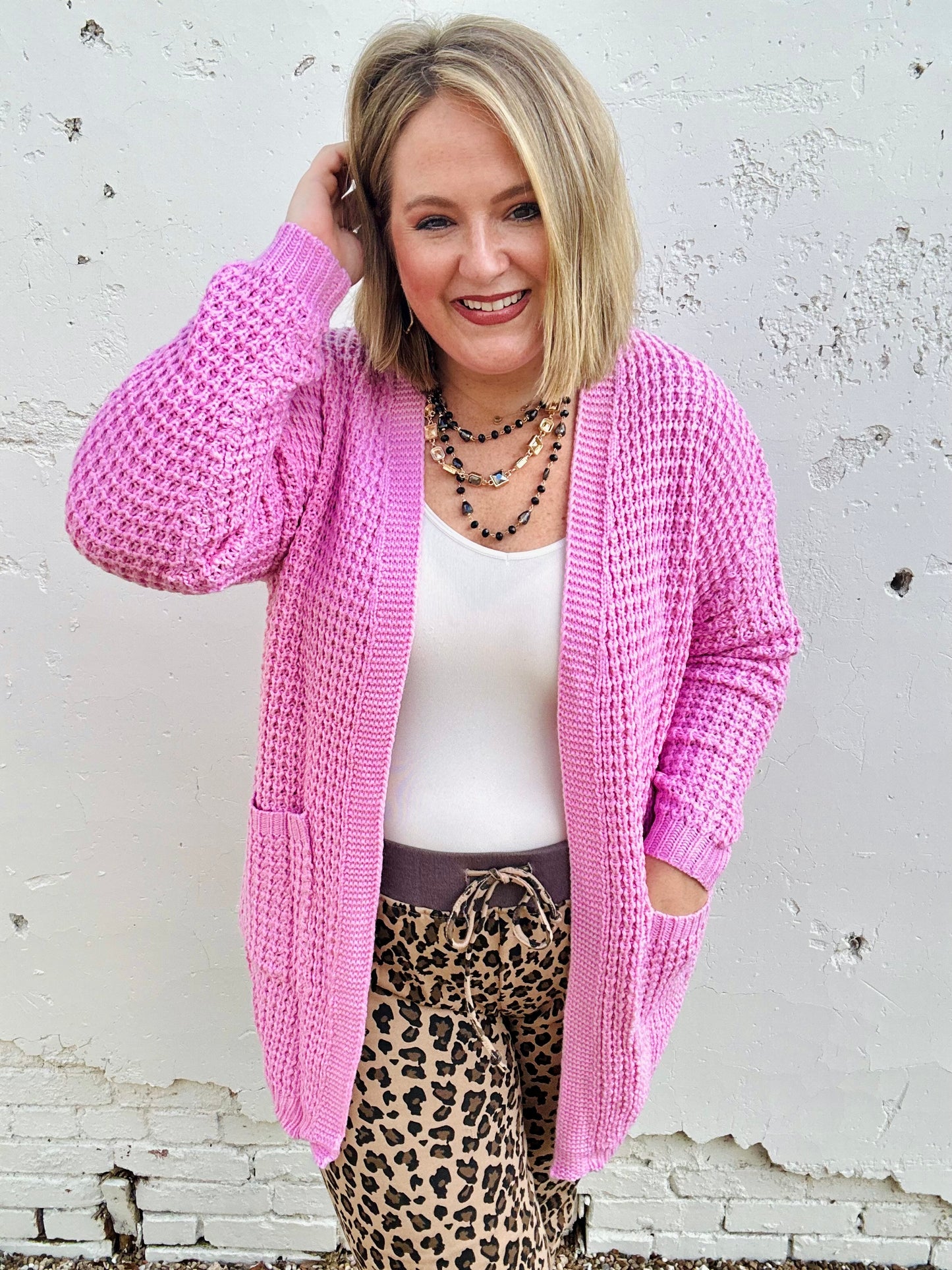 Chunky Waffle Knit Cardigan