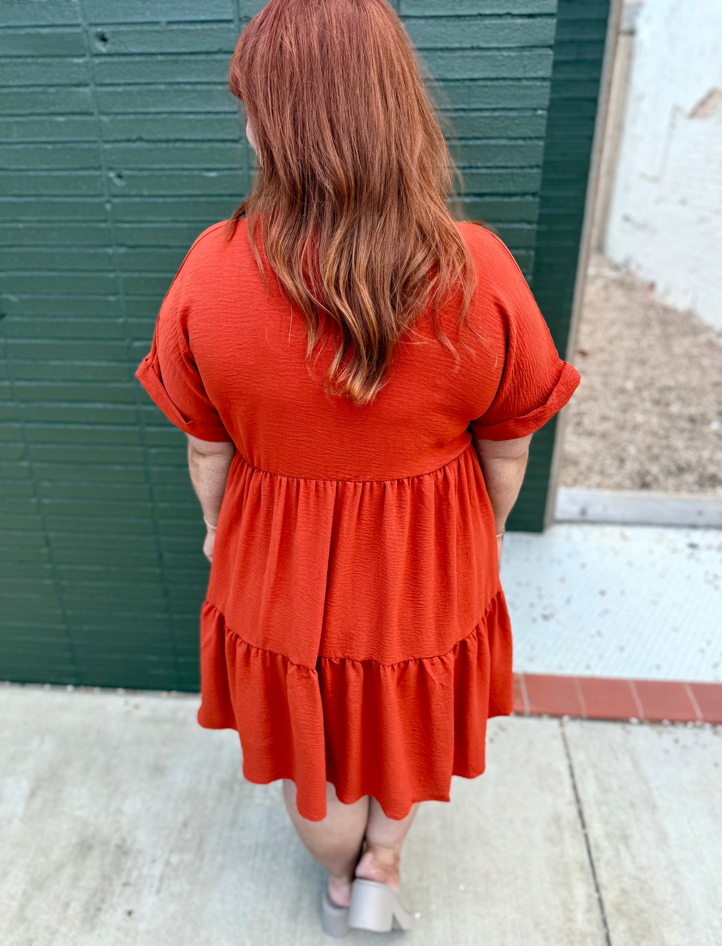 Brooke Tiered Rust Dress