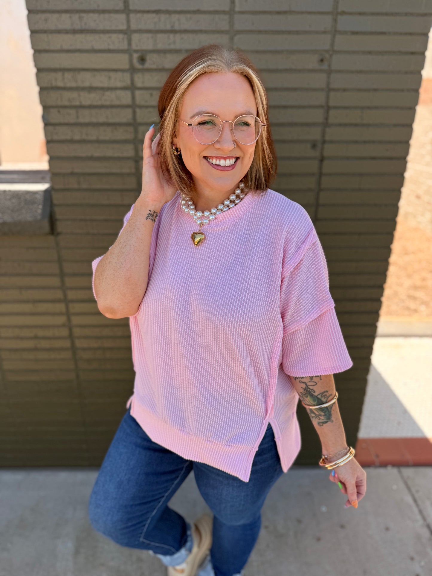 Carol Pink Ribbed Top