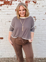 Waffle Striped Boxy Top