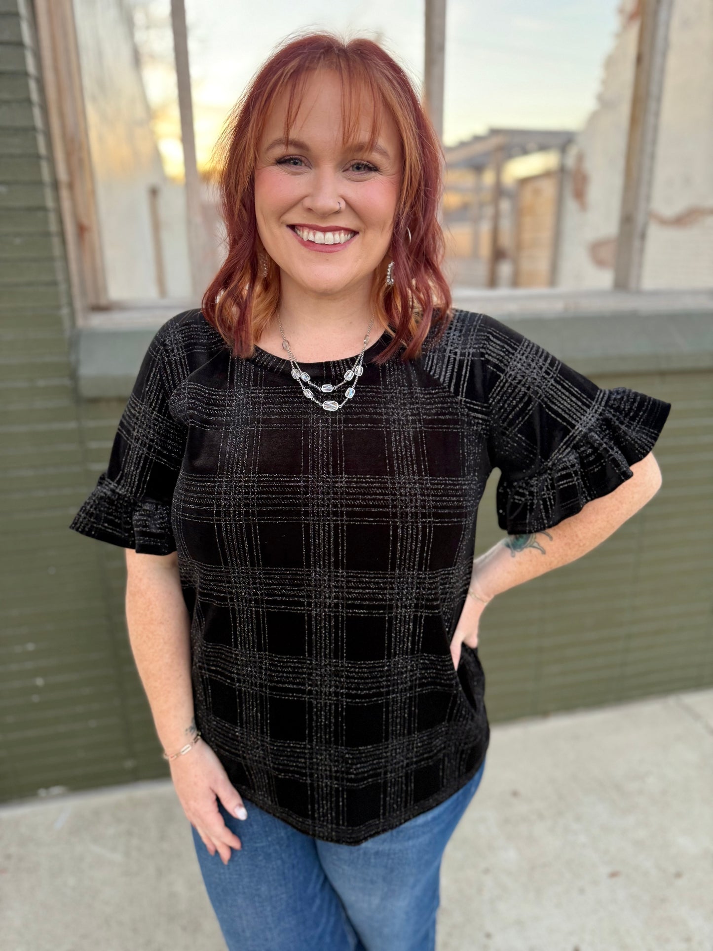 Morgan Black Sparkly Top