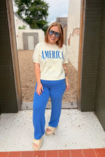 Emily Blue Ribbed Pants