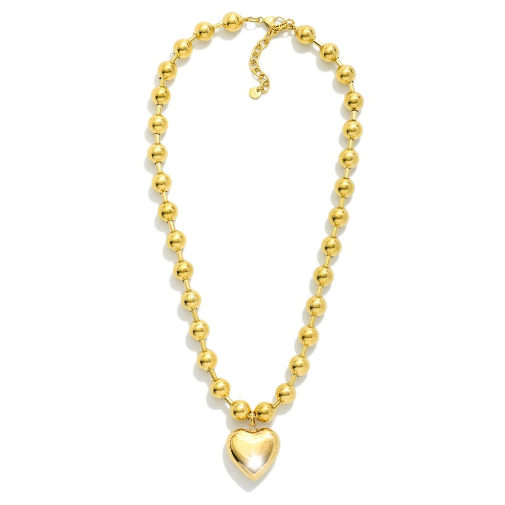 Chunky Ball Chain Heart Necklace