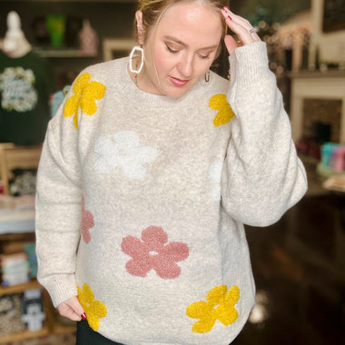 Dani Oversized Floral Knit Sweater