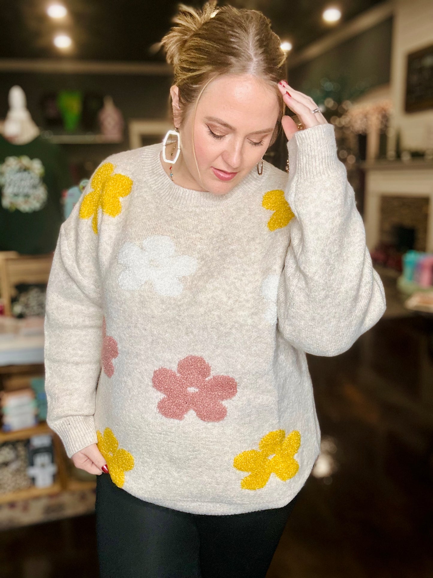 Dani Oversized Floral Knit Sweater