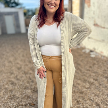 Martha Striped Loose Knit Duster