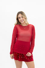 Market Special: Pearl Long Sleeve Mesh in Red