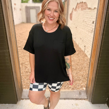 Cami Boyfriend Ribbed Top - Black