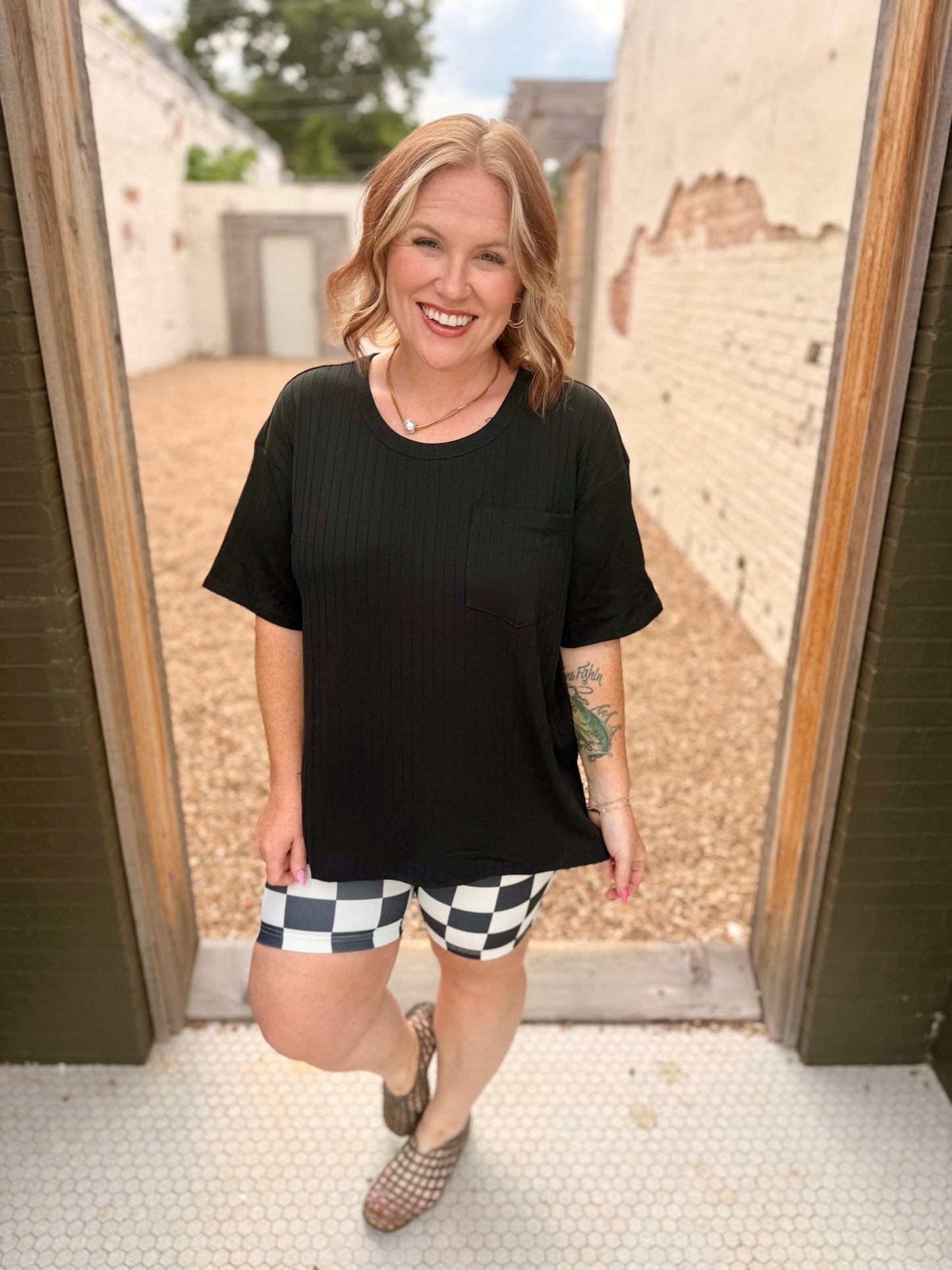 Cami Boyfriend Ribbed Top - Black