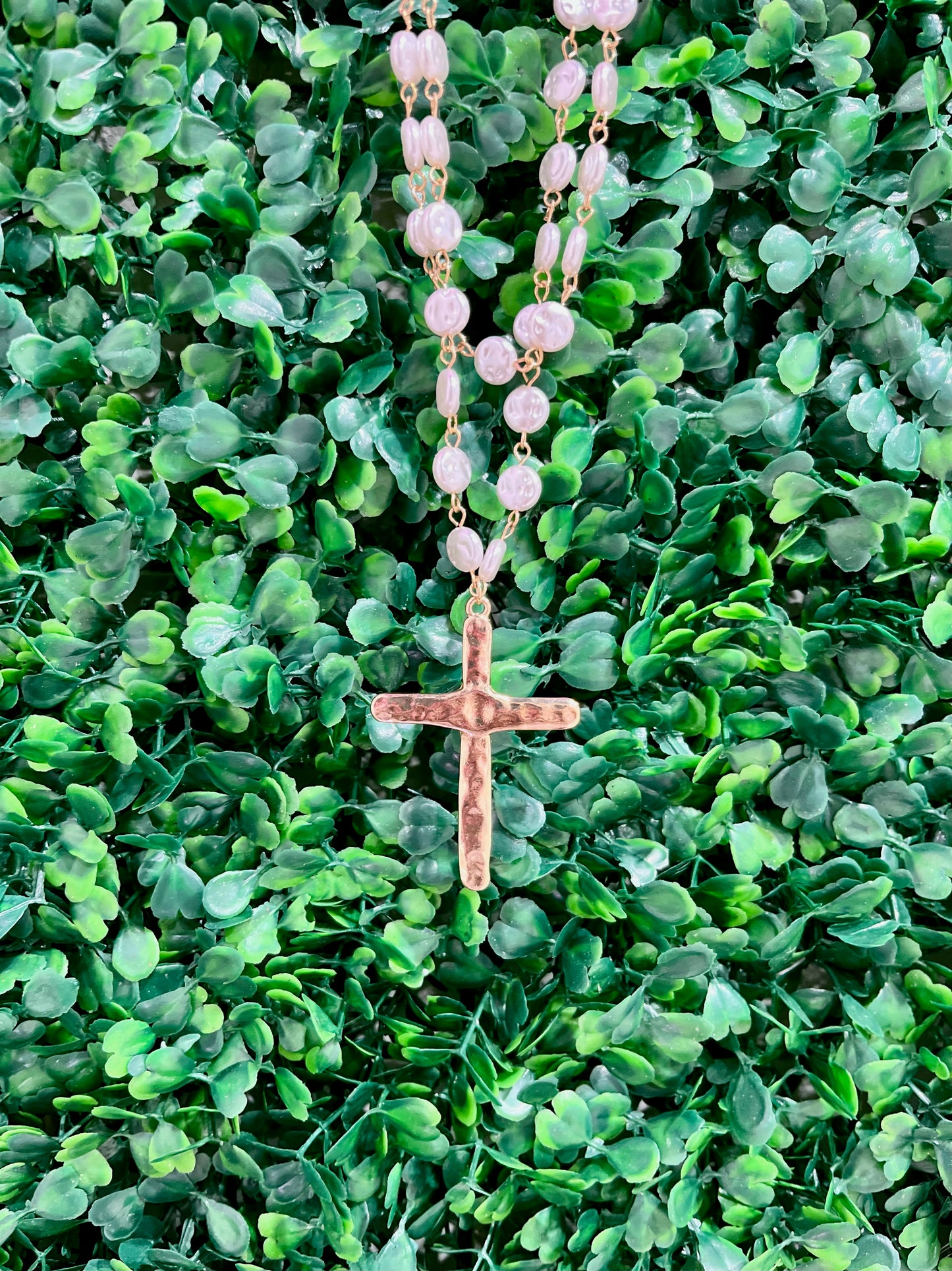 Layered Pearl Cross Necklace
