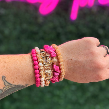 Pink Stone Bracelet Set