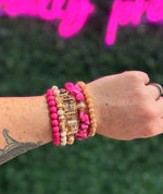 Pink Stone Bracelet Set