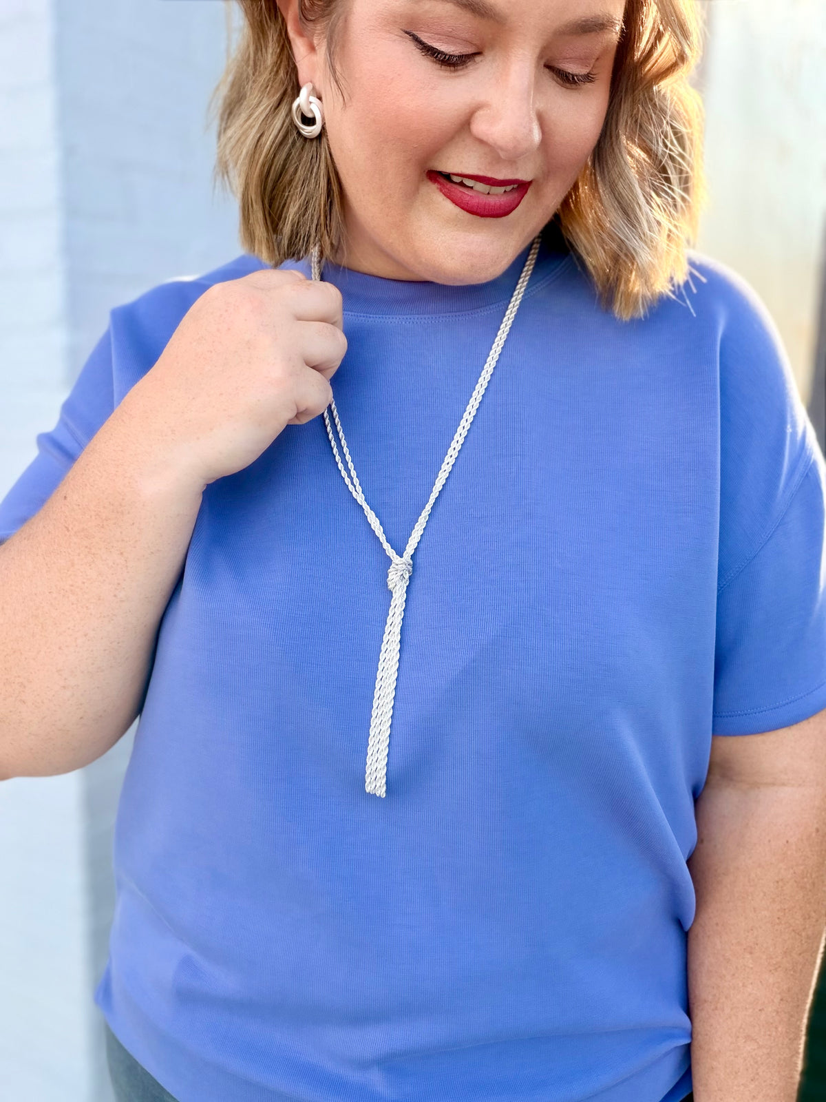 Long Twisted Metal Chain Necklace (Silver or Gold)