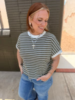 Lennie Striped Top in Olive