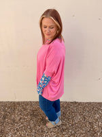Anna Oversized Spring Tunic Top In Pink