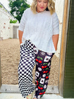 Karla Split Print Checkered Pants