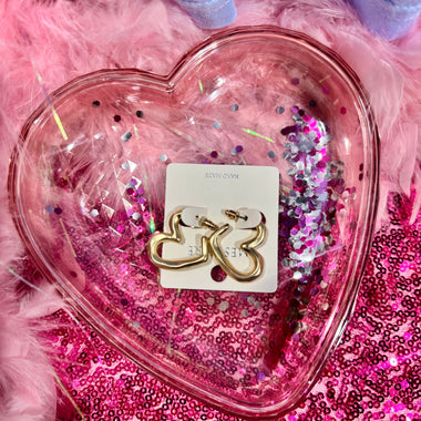 Hammered Heart Hoop Earrings- Gold