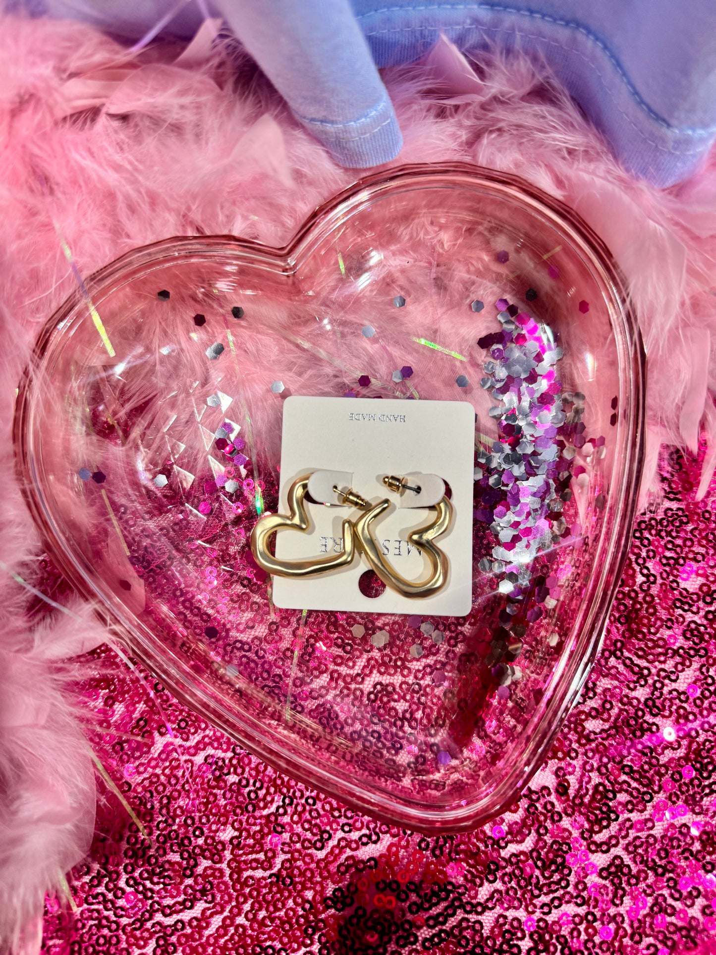 Hammered Heart Hoop Earrings- Gold