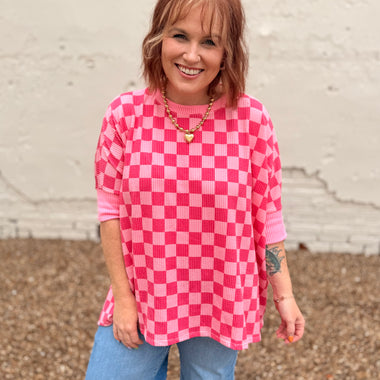 Lila Oversized Check Top