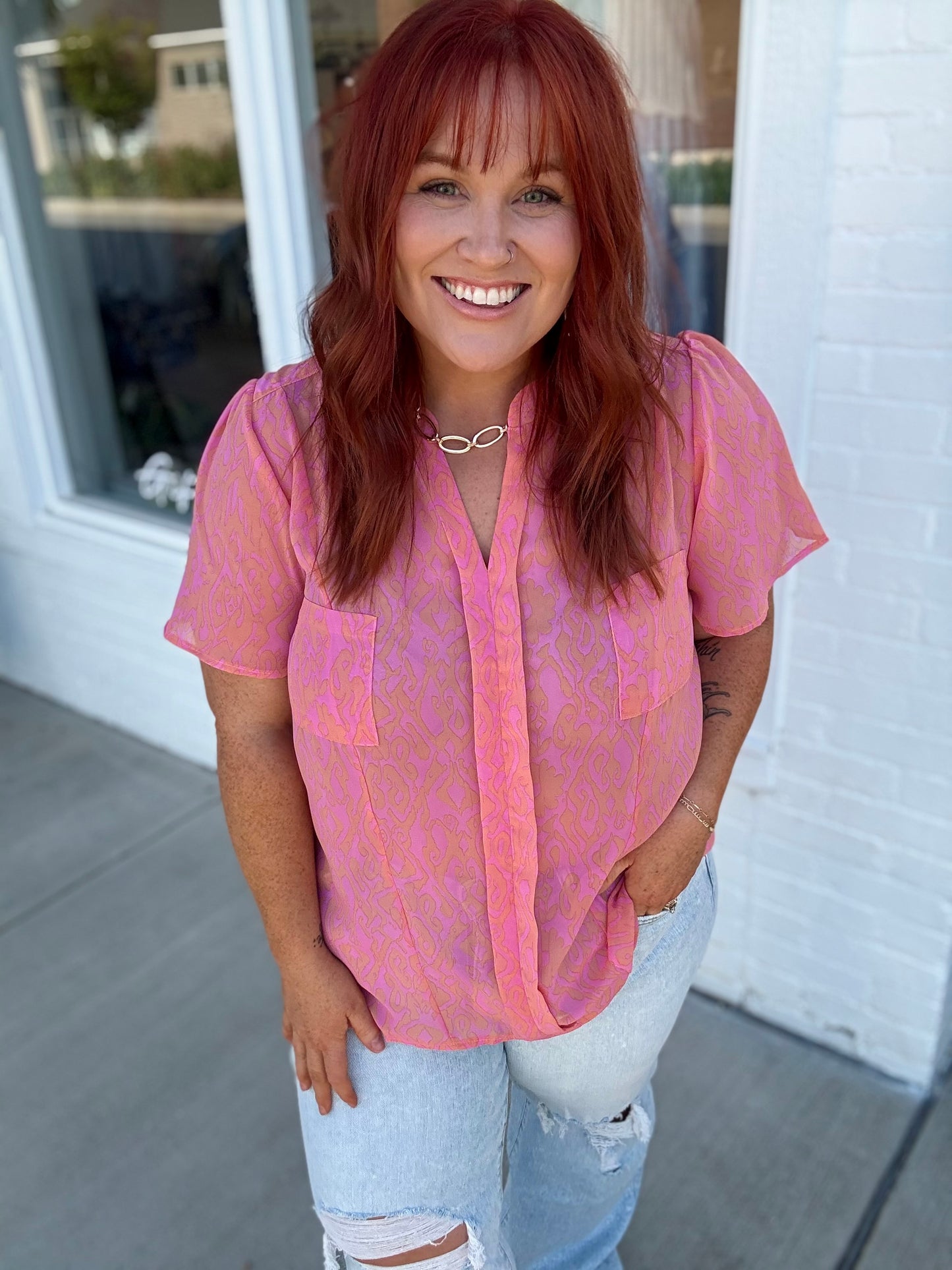 Paige Pink Pocketed Top