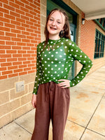 Green and White Polka Dot Mesh