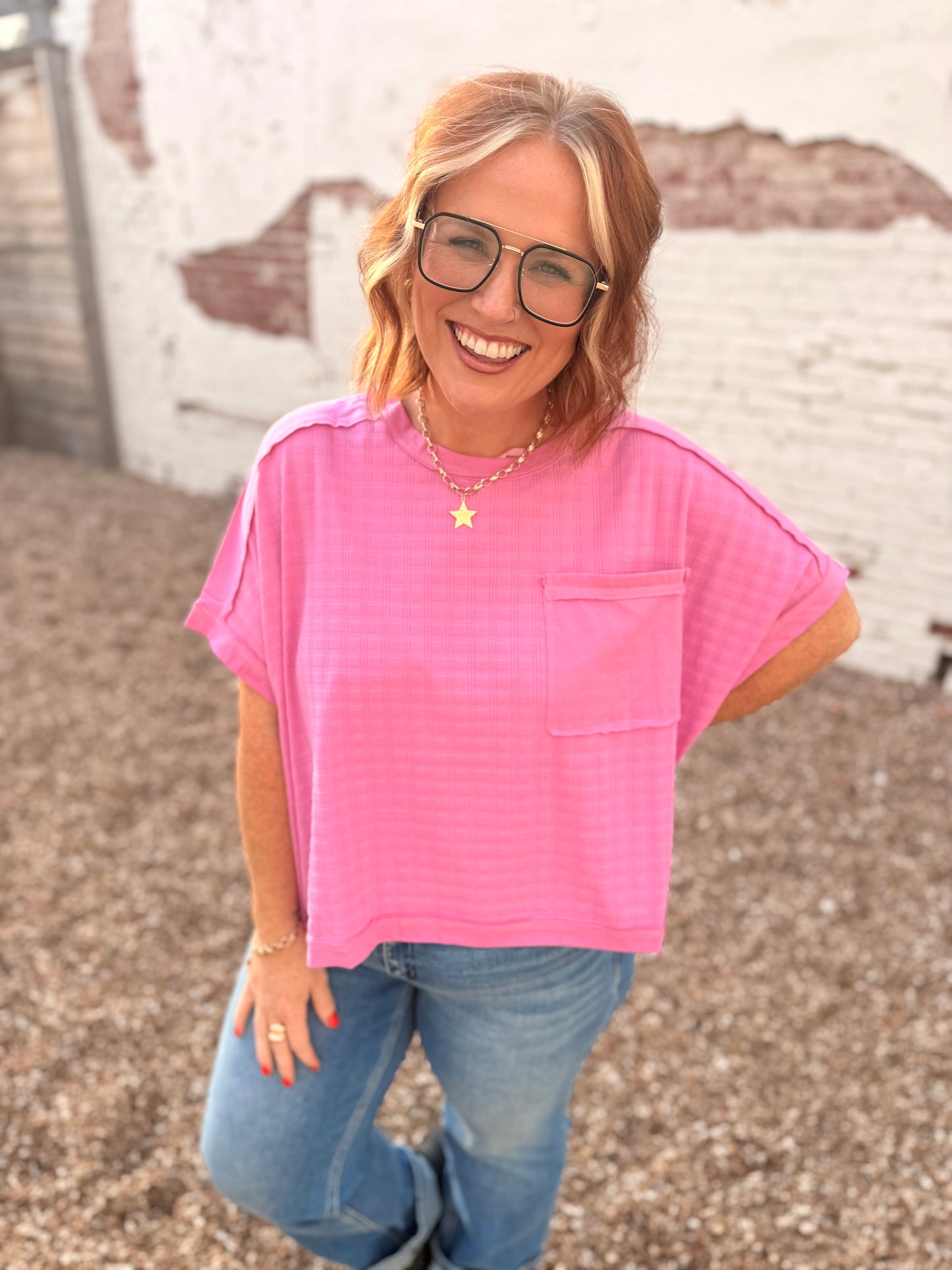 Nicole Textured Pink Top