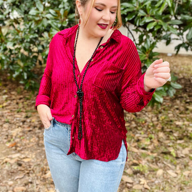 Amelia Velvet Button Down