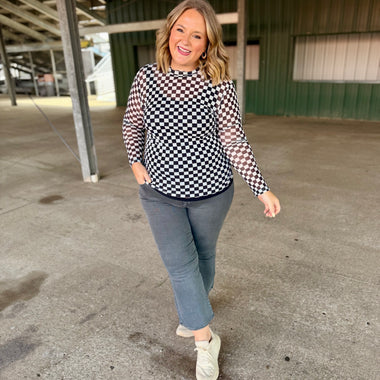 Black and White Checkered Mesh