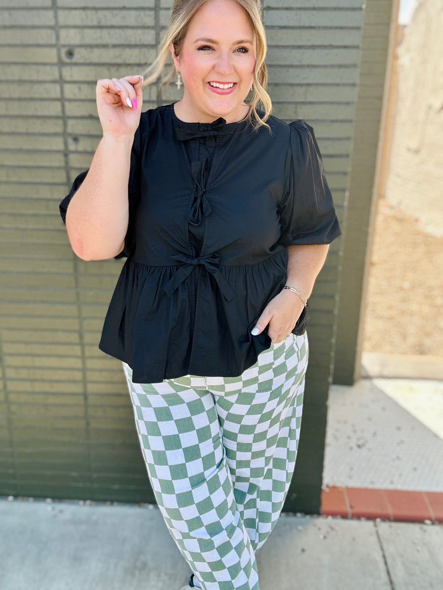 Olivia Checkered Barrel Pants