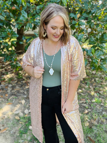 Rose Gold Sequin Duster