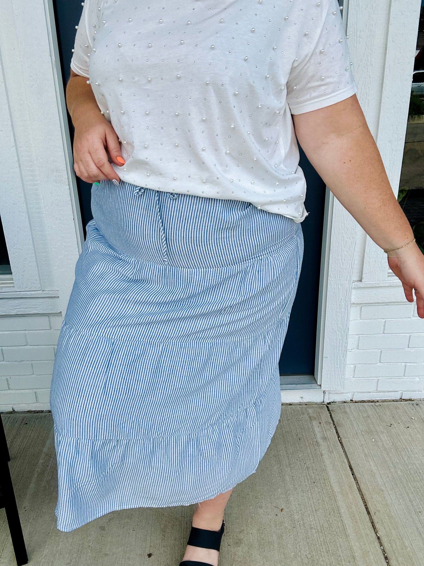 Ivory Striped Skirt