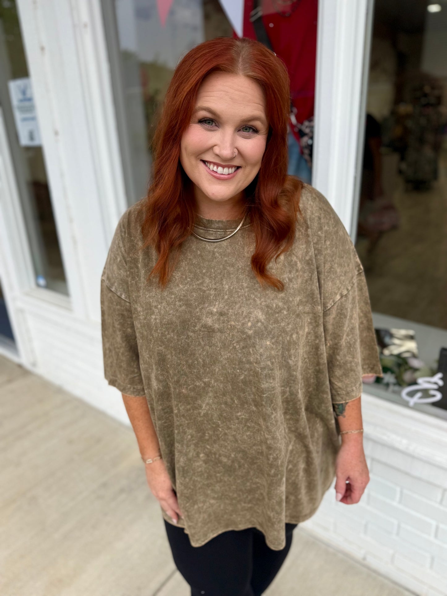 Olive Jessica Acid Wash Shirt