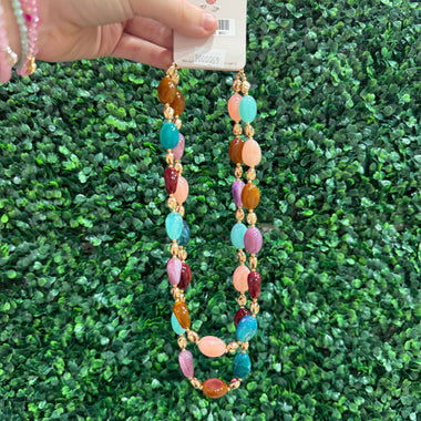 Beaded Multicolor Stone Layered Necklace