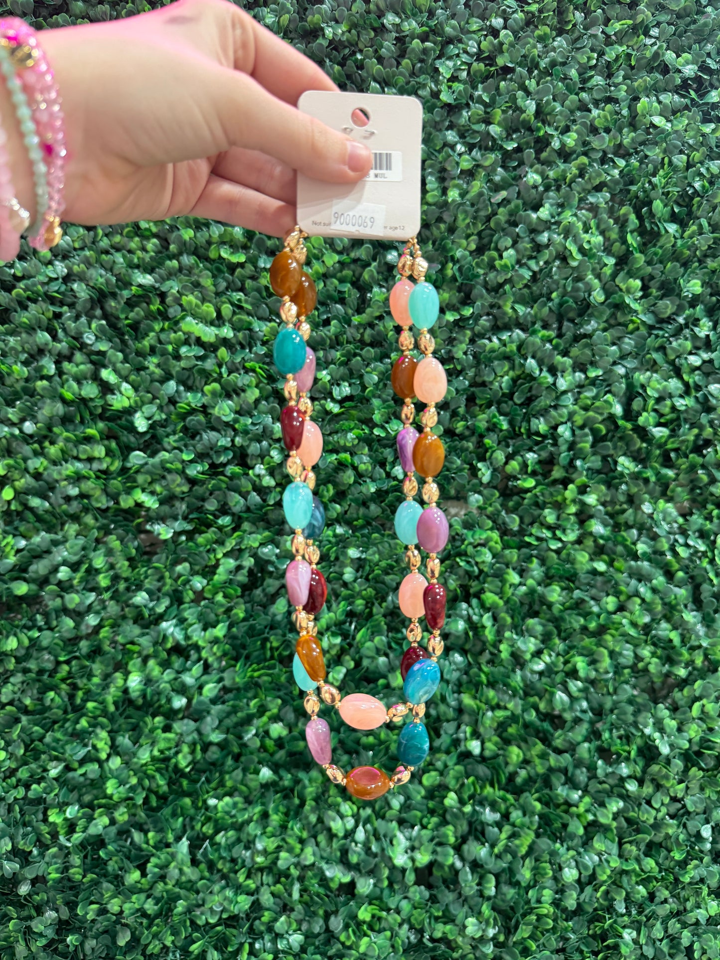 Beaded Multicolor Stone Layered Necklace