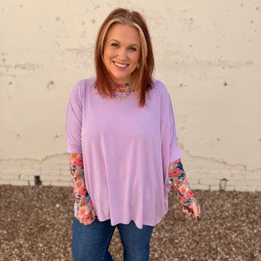 Anna Oversized Spring Tunic Top In Purple
