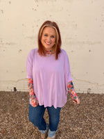 Anna Oversized Spring Tunic Top In Purple