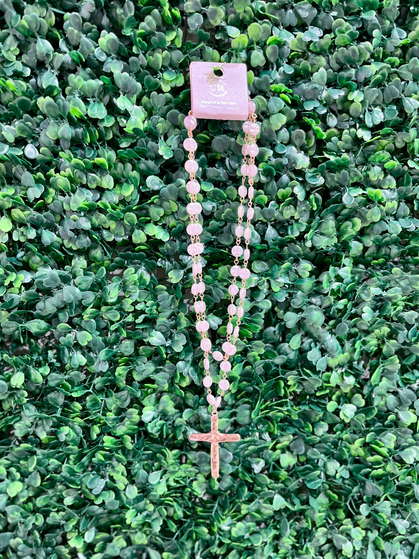 Layered Pearl Cross Necklace