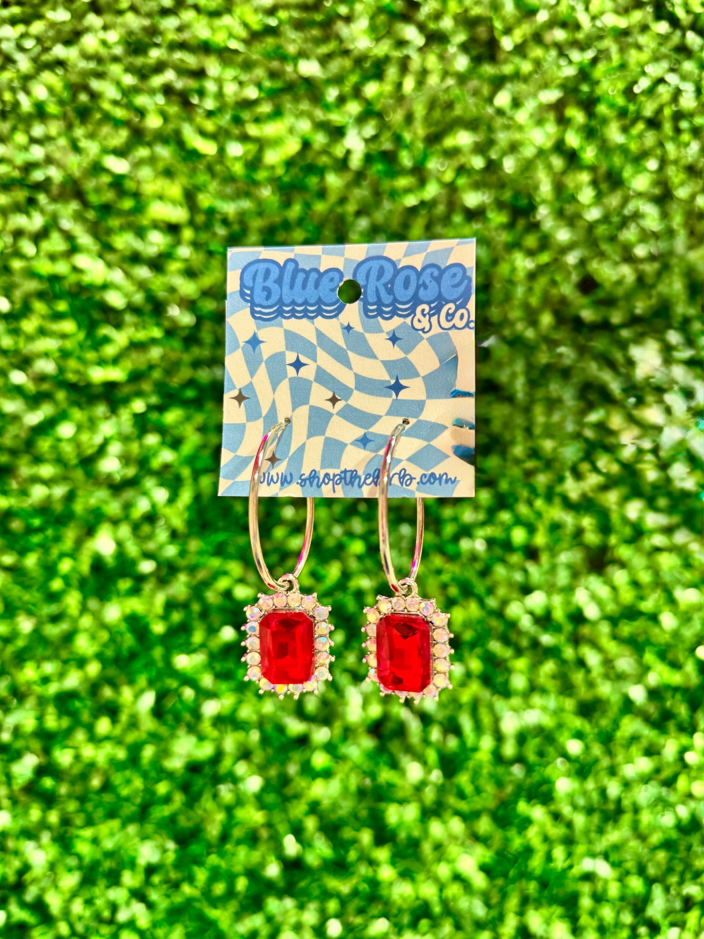 Red Crystal Hoop Earrings