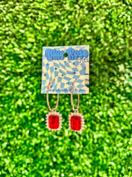 Red Crystal Hoop Earrings
