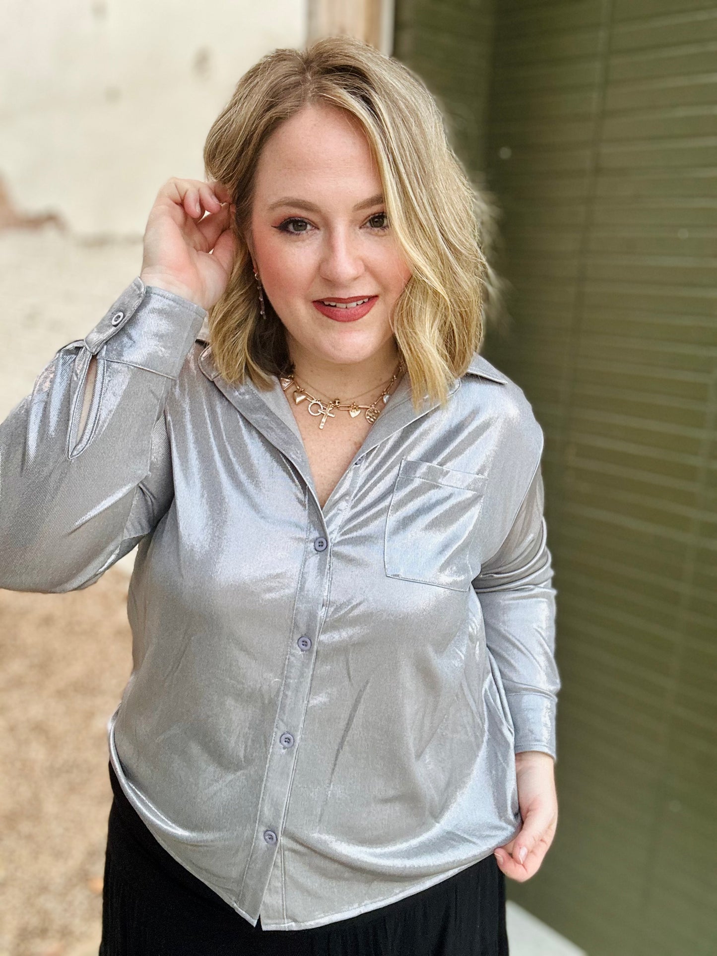 Life of the Party Shimmer Top in Silver