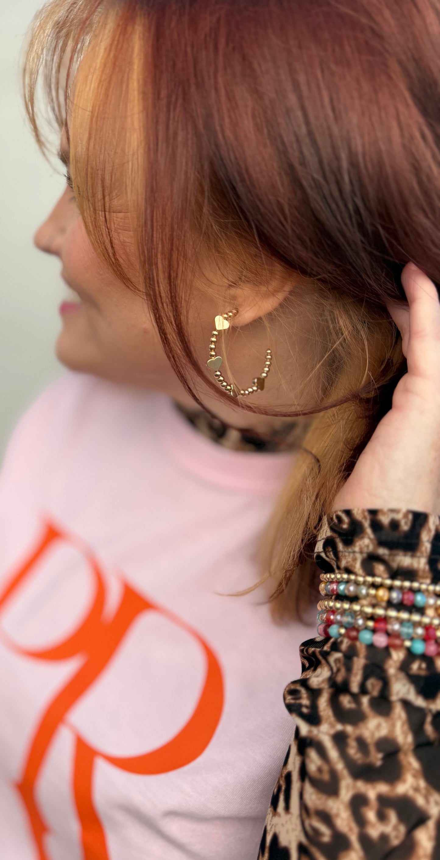 Gold Metal Heart Hoop Earrings