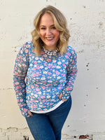 Bloom & Blue Mesh Top