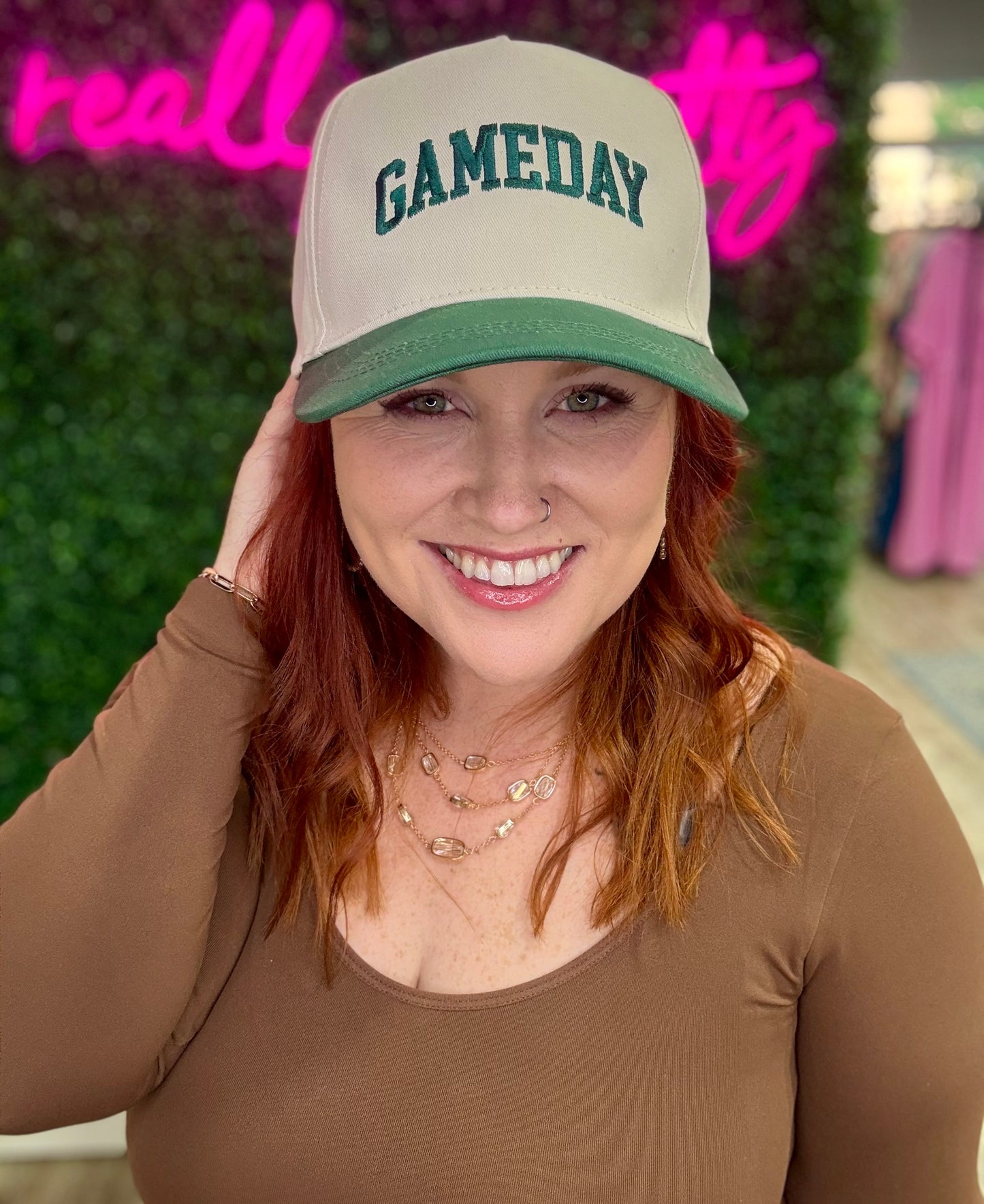 Green Gameday Embroidered Hat