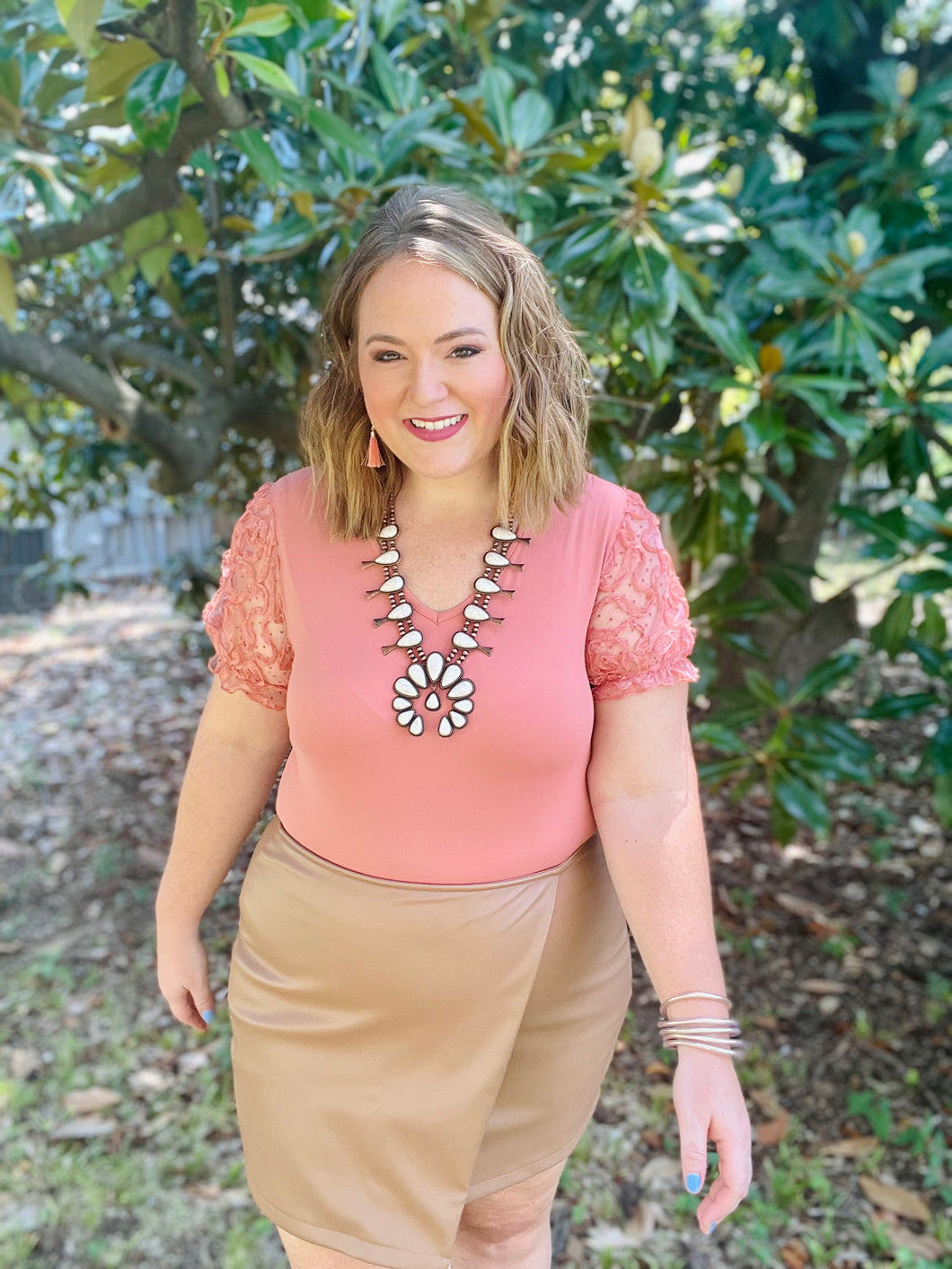 Rachelle Rust Bodysuit with Sleeve Detail