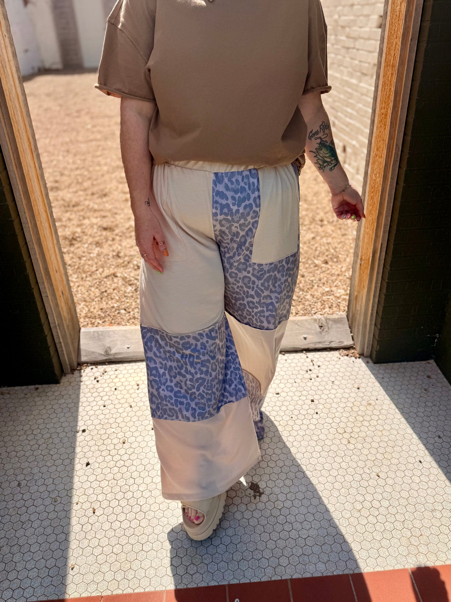 Fayth Patchwork Leopard Pants
